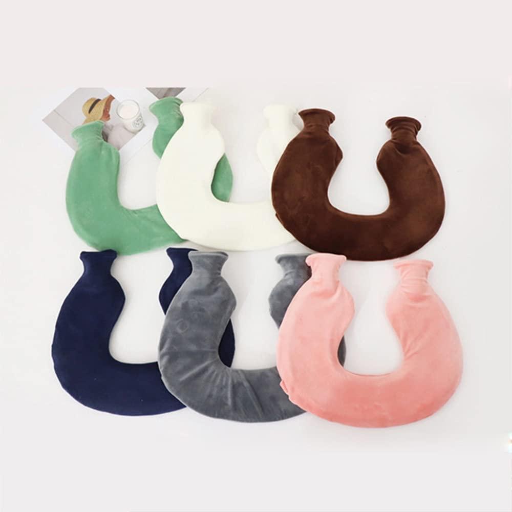 BcofoA Neck hot Water Bottle, a hot Water Bottle Used to Relieve Neck Pain, a Cordless Heating Neck Brace That relieves Stiffness, with a Plush Cover That can be Washed. (Color : Gray)