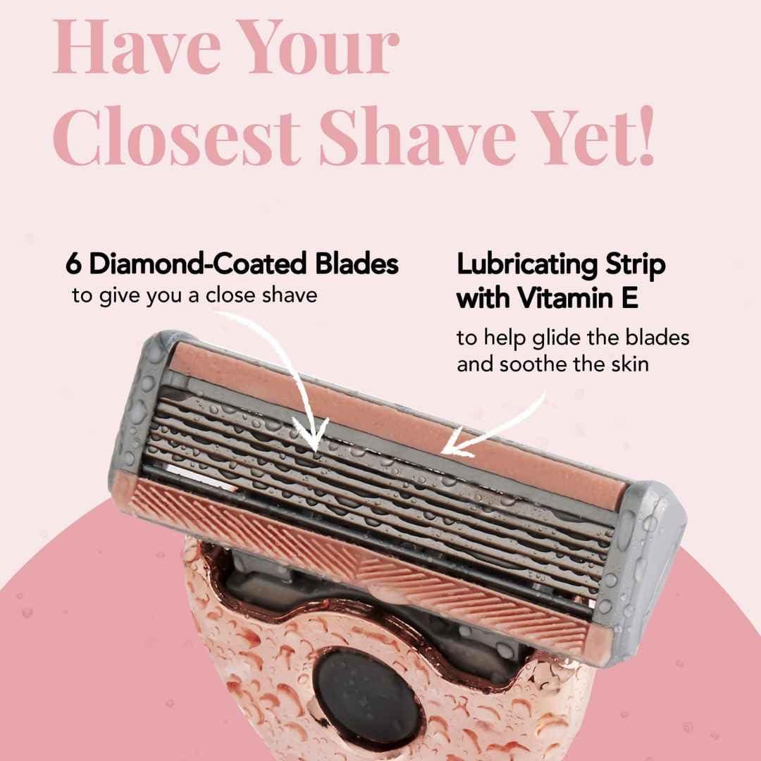 FFS FFS Beauty Shaving Essentials - Premium Razor, Diamond-coated Titanium 6-Blade Cartridge & Shower Holder
