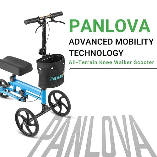 PANLOVA Adjustable Medical Folding Steerable Leg Knee Walker Scooter with Front bag-9251B