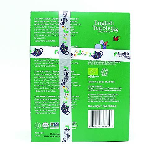 English Tea Shop English Tea Shop Organic Holiday Green Prism - 12 Pyramid Tea Bags - 4 Different Flavours., 24 g