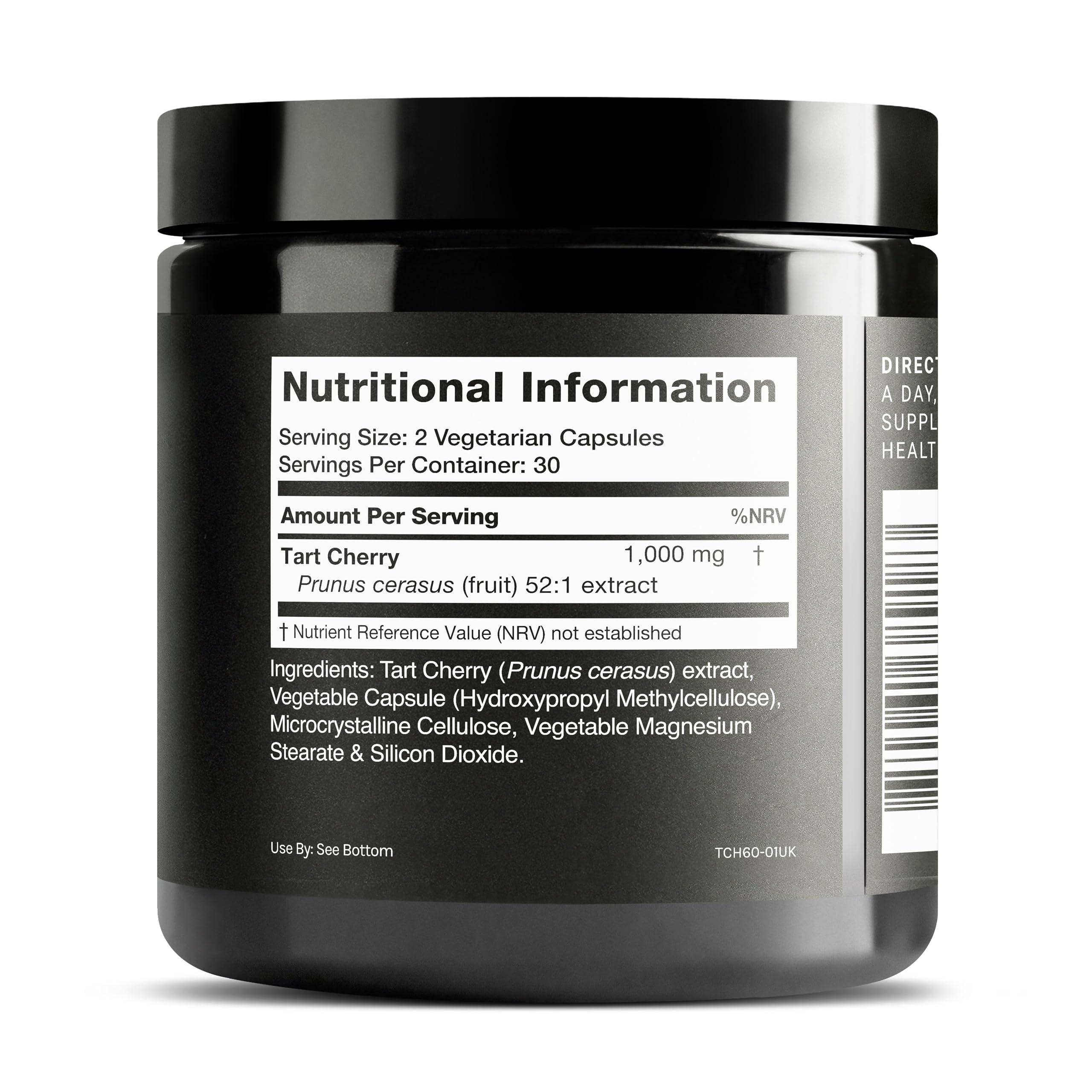 Toniiq Tart Cherry Capsules - Ultra High Potency 52:1 Extract - Highly Concentrated - Third-Party Lab Tested for Purity & Quality - 60 Capsules