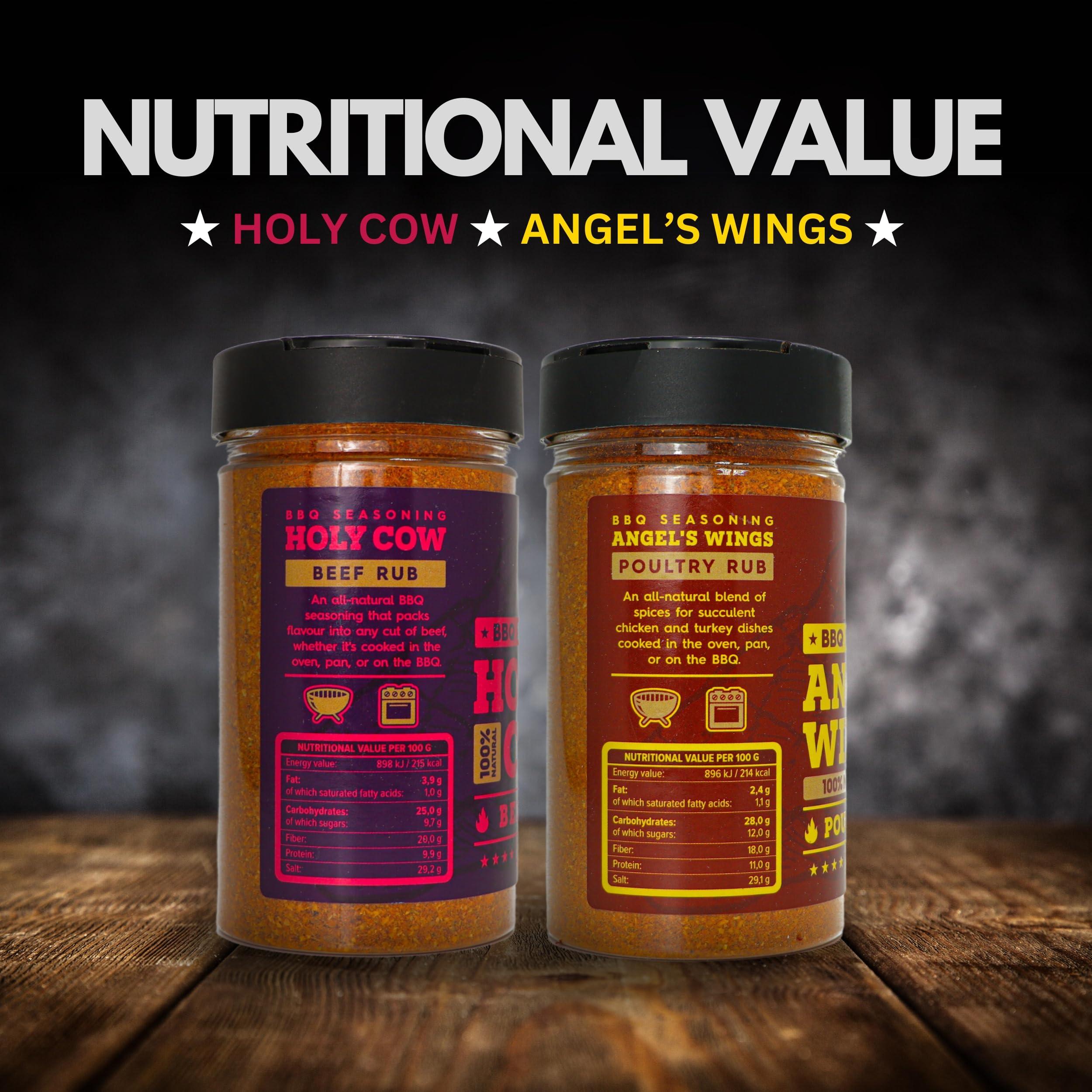 SALDVA Classic Selection of Premium BBQ Seasonings - Holy Cow, Angels Wings, Smoky Pig, Ultimate Rub BBQ Rubs | Pack of 4 | 100% Natural | Great Foodie Gift