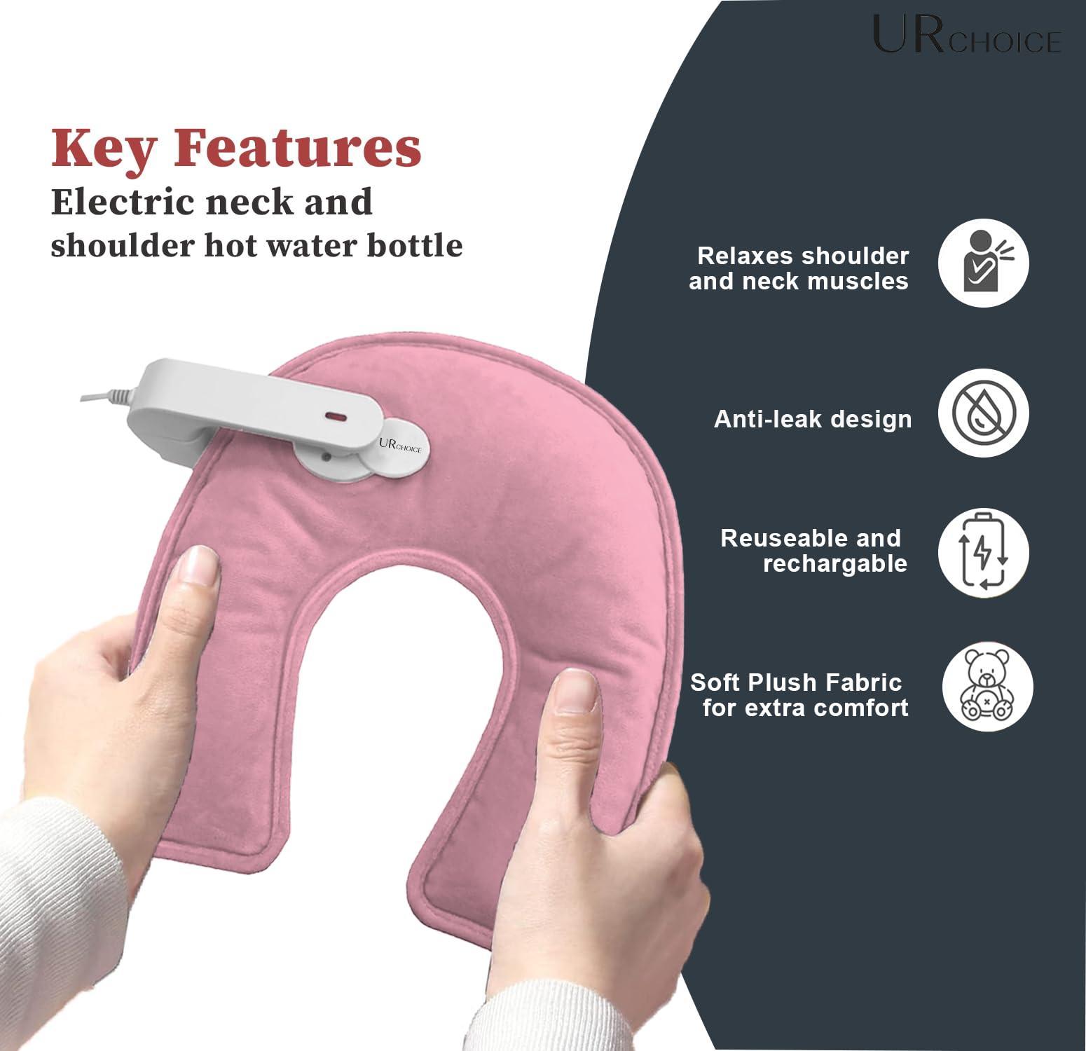 UR CHOICE UR CHOICE Rechargeable Electric Hot Water Bottle | U-Shape Neck Heat Pad | Soft & Fast Heating Hand Warmer | Ideal for Pain Relief & Massage | Cozy Pink