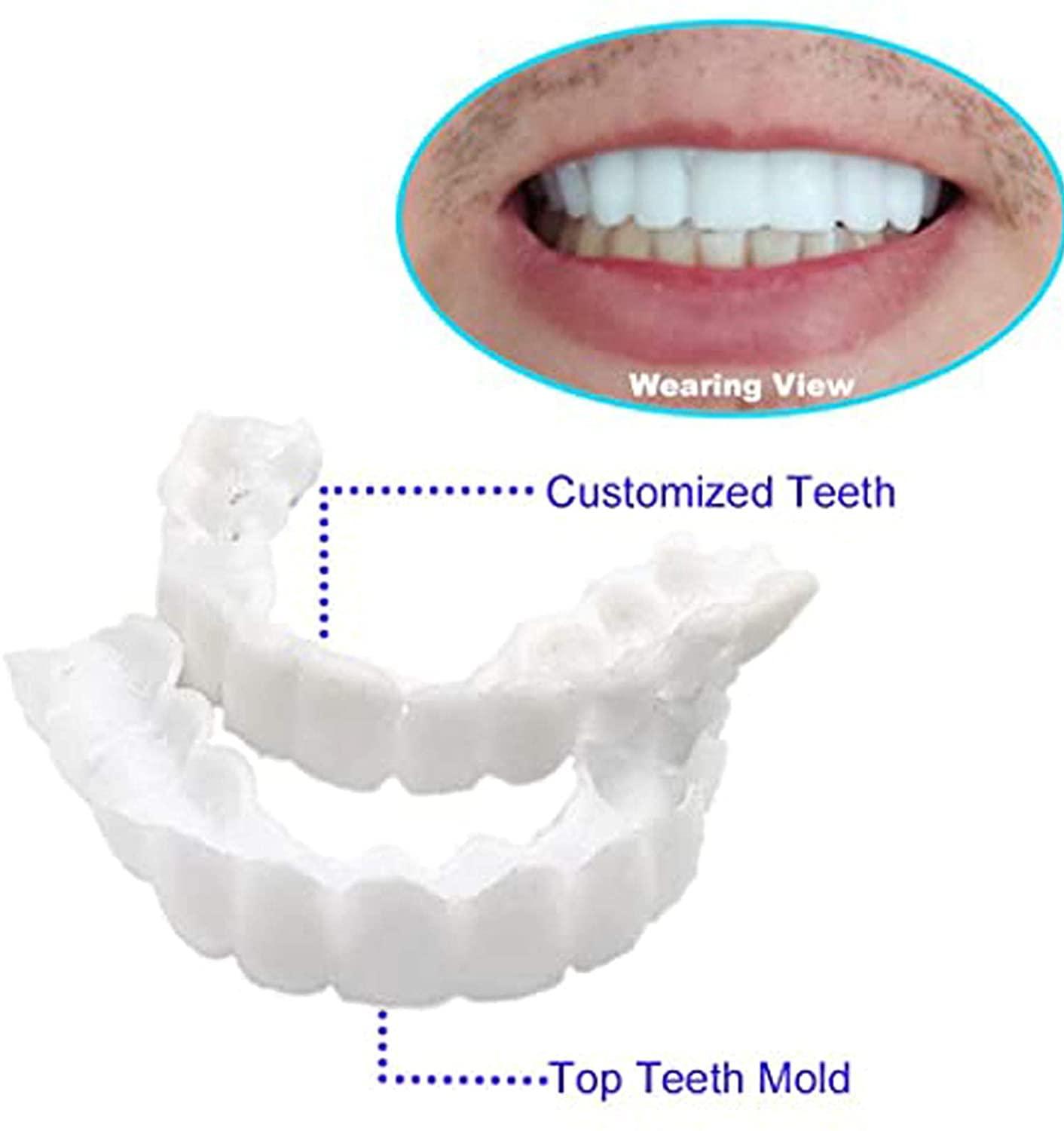 Flipped Warmth Flipped Warmth 2 Pair Instant Veneers Teeth Dentures Fake Teeth, Cosmetic Tooth Covering Snap Smile Teeth, Clip on Veneers Top and Bottom False Teeth for Men and Women