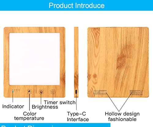 HYHMJ Wood Grain SAD Lamp, 10000 Lux Light Therapy Lamp, Sad Lights for Depression, with 3 Color Modes Adjustable Brightness, 4 Timer Settings UV-Free Sunlight Lamp,Wood Grain
