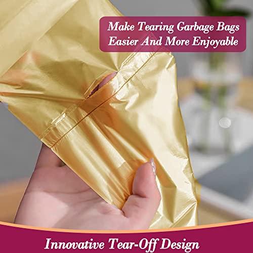 HOMMALY 4 Gallon 180pcs Small Gold Trash Bags Strong Golden Garbage Bags, Bathroom Trash Can Bin Liners, Gold Plastic Bags for Home Office, Waste Basket Liner, Fit 12-15 Liter, 3,3.5,4,4.5 GalGolden 180