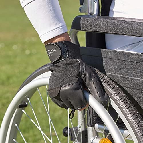 Globaleather Globaleather Classic Fingerless Wheelchair Gloves - Black (Small) - Hardwearing, Padded Breathable Leather for Great Grip, Protection, Comfort & Durability