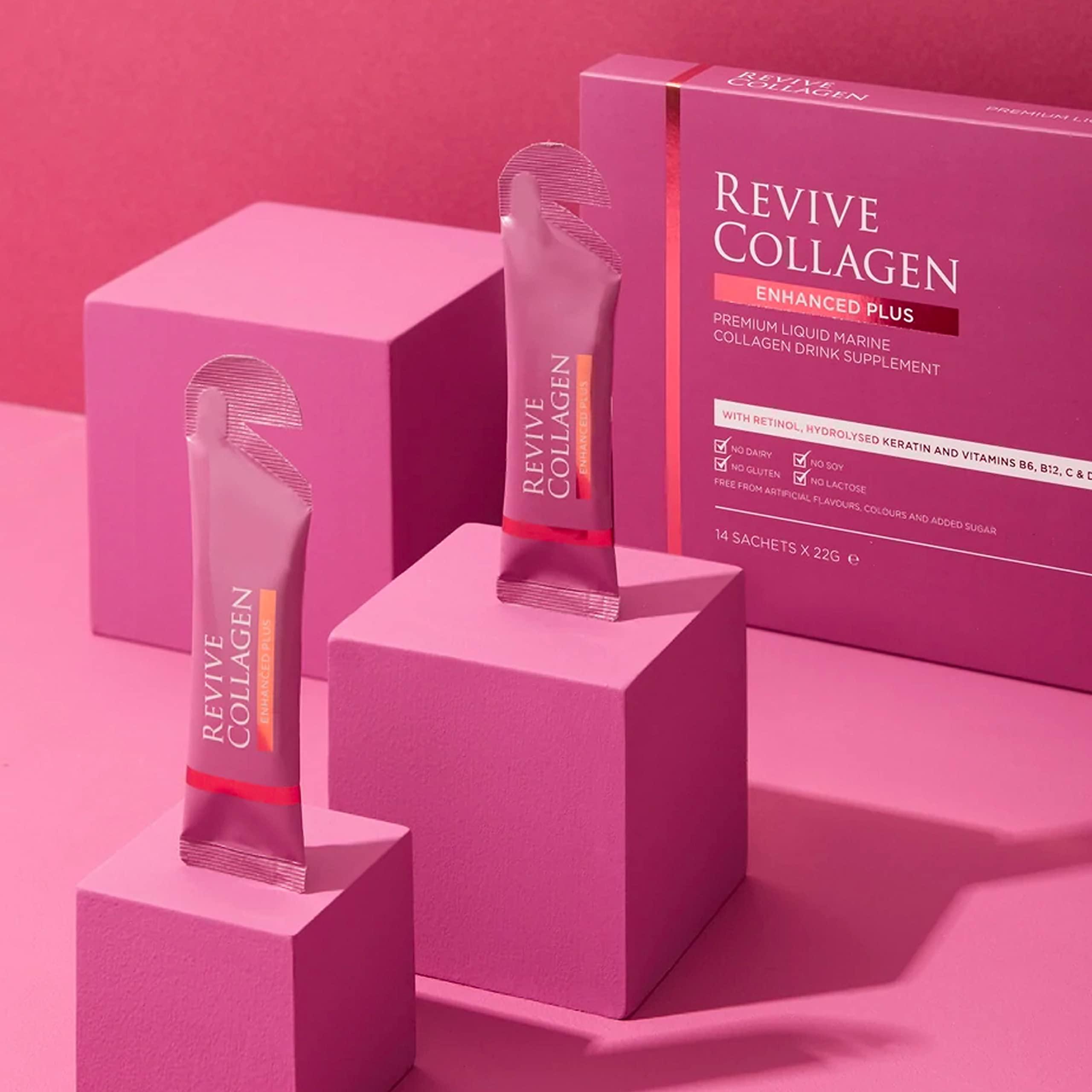 Revive Collagen Revive Collagen Enhanced Plus 10,000mg Hydrolysed Marine Collagen Drink with Added Vitamin A & C for Healthy Skin, Hair, Nails & Joints | Tropical | 14 x Sachets