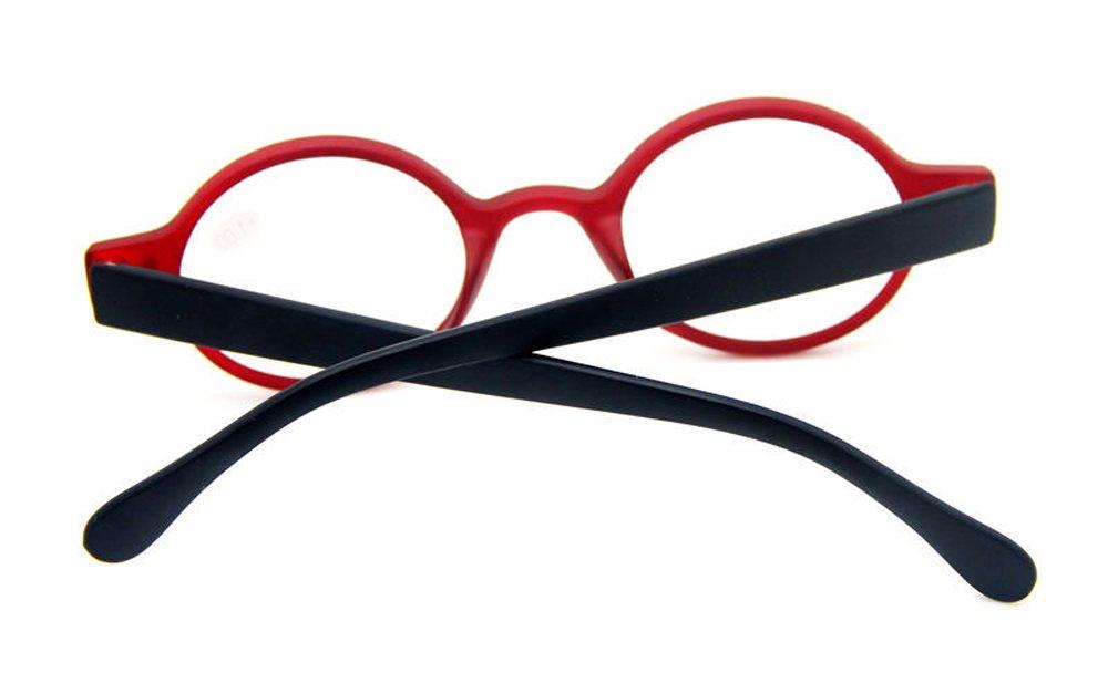 Agstum Agstum Designer Small Round Oval Vintage Reading Glasses with Spring Hinge (Red Frame/Black Temples, 1, x)