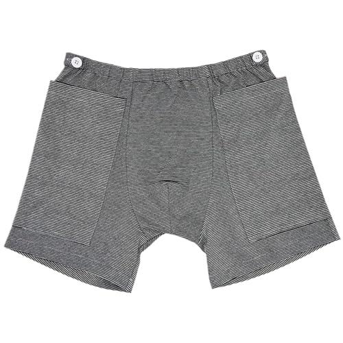 Lamppdcor Nephrostomy Bag Clothing,Catheter Underwear for Men with Elastics Cotton Catheter Pants with 2 Pocket & Fixer Striped Concealed Nephrostomy Bag Clothing,No Urine Bag, L