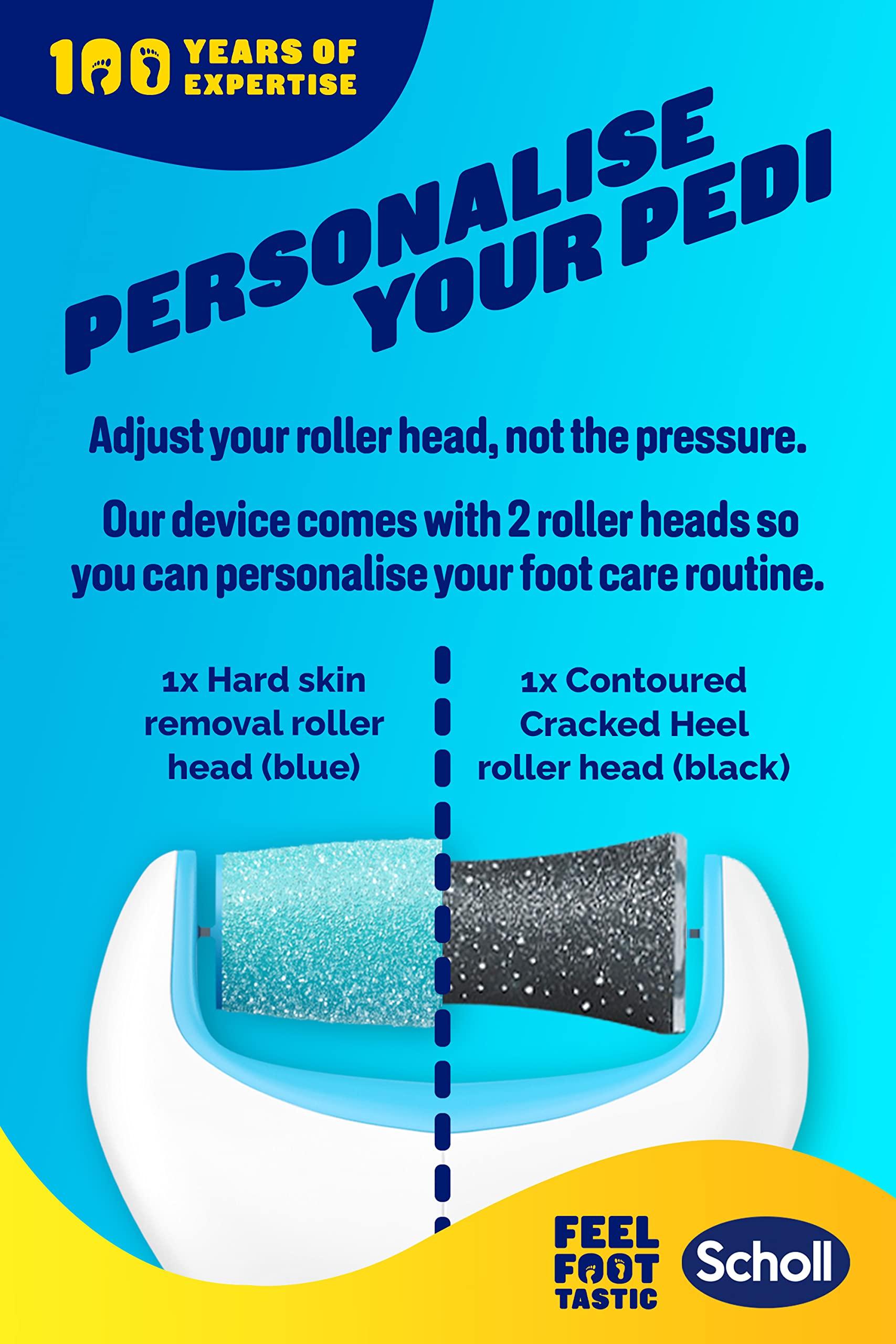 Scholl Scholl Velvet Smooth Electric Foot File with Cracked Heel Refill - Pedicure Foot File for Hard Skin and Callus Removal, Includes Velvet Smooth Roller and Cracked Heel Roller