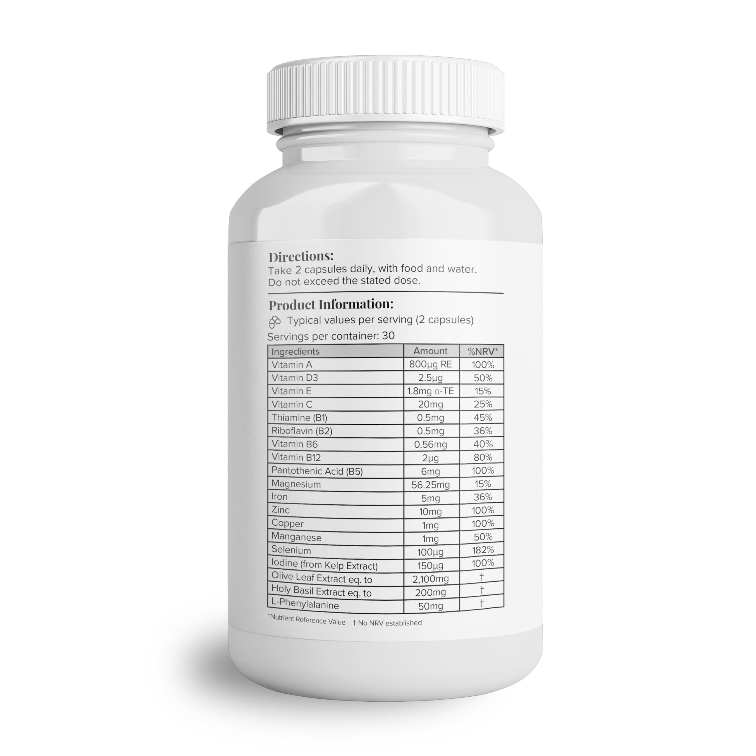 Hey Nutrition Hey Nutrition Thyroid Complex Supplement - Copper, Iron, Zinc, Selenium, Vitamin B Blend - Advanced Thyroid Function - 60 Capsules/30 Servings - Non-GMO, Vegan