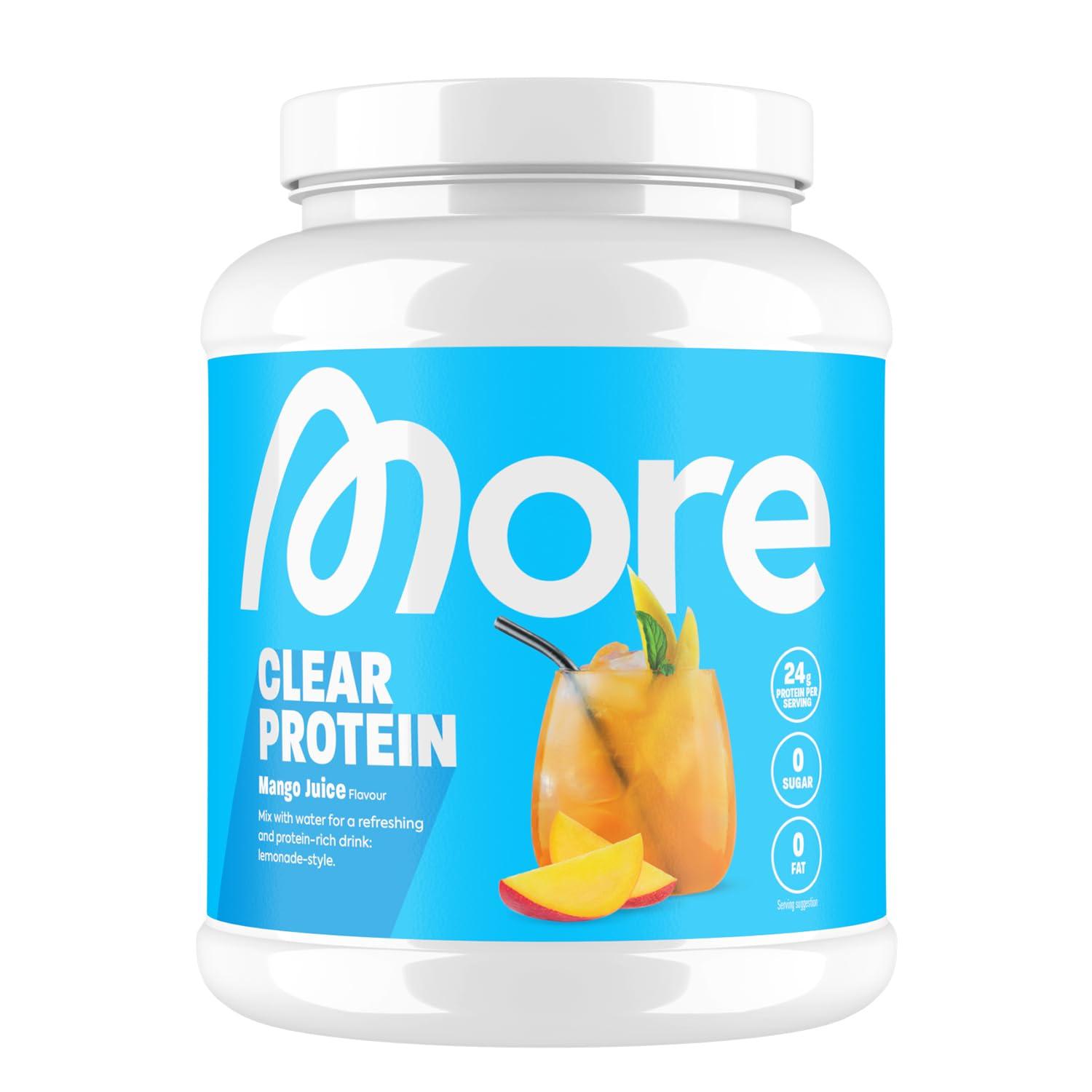 MORE NUTRITION MORE NUTRITION Clear Protein Whey Isolate Powder, Mango Juice, 600 g, 1.32 lbs, 20 Servings Clear Whey - Lactose Free - Muscle Building and Recovery Powder Made in Germany
