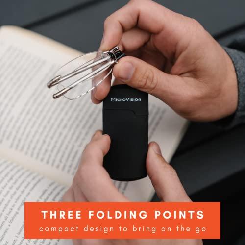 MicroVision Optical Microvision Executive Rimless Reading Glasses With Compact Case For Women and Men, Slim, Lightweight Portable Design, Red, 46 mm