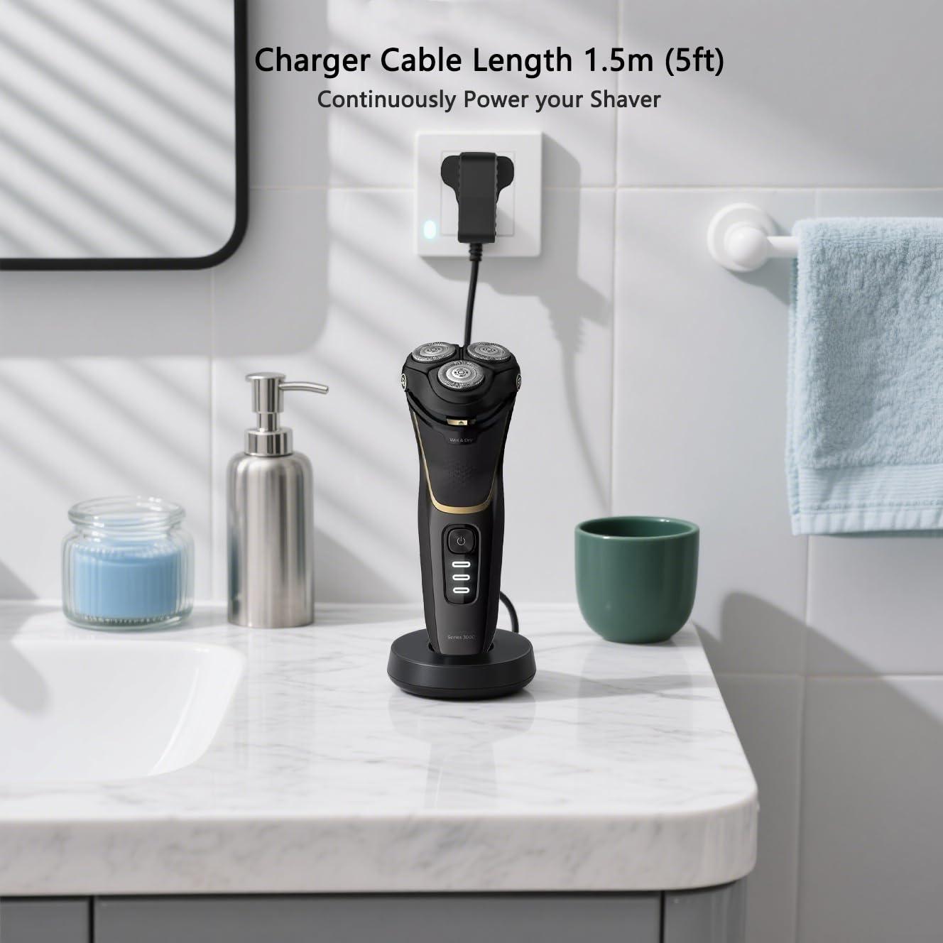 LIANSUM 15V Charger Fit for HQ8505 Philips Shaver Charger for 5000 7000 Series Razor Power Cord,Beard Trimmer BT5502,BT9810,S3333,S3233,S1332,MG7750,MG7790 Electric Razor Aquatouch Power Lead