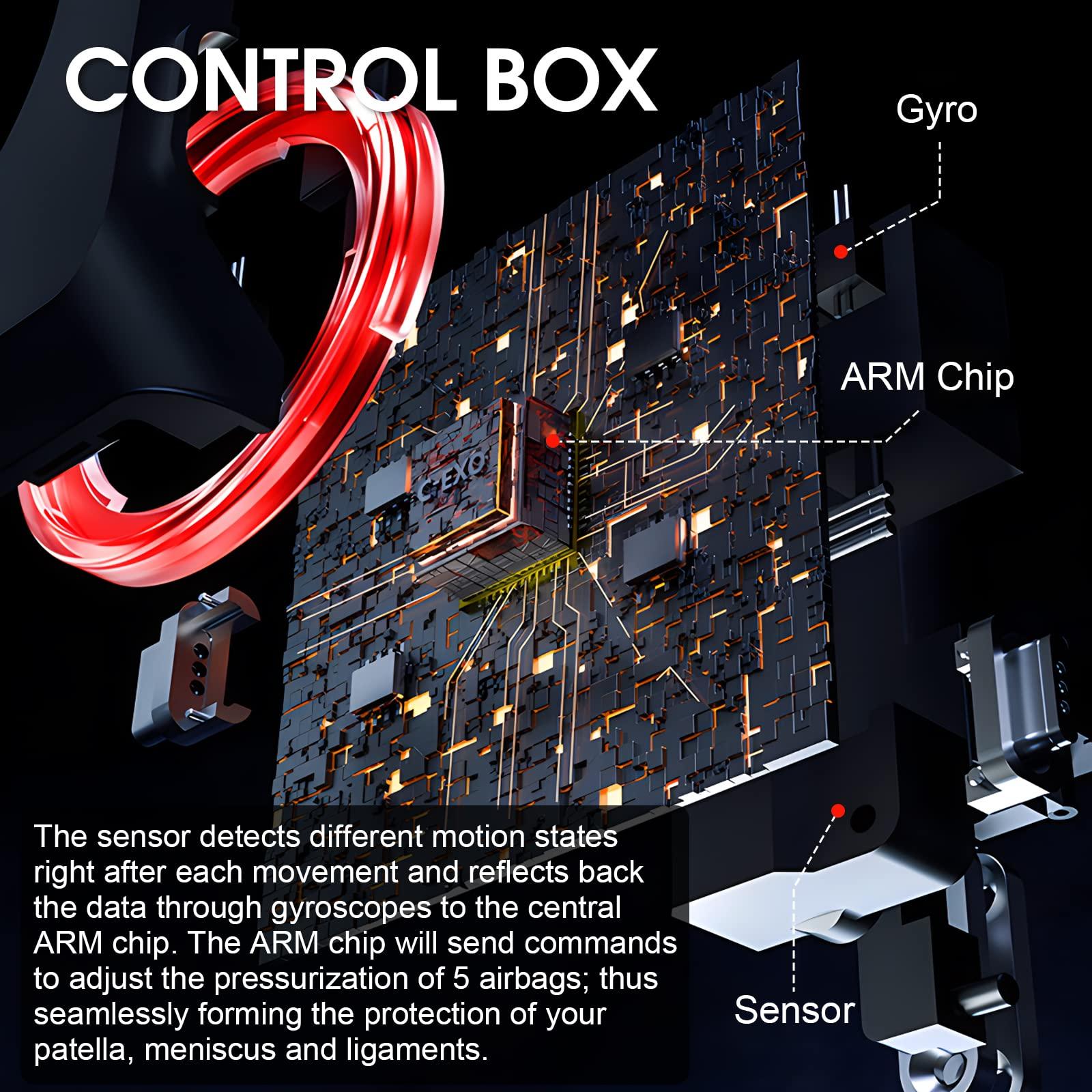 Homesbrand E-KNEE Professional Knee Brace with Side Stabilizers, Smart Chip, Gyroscopes, Airbag System for Protecting Patella, Meniscus, Ligaments and Relieving Meniscal Tears, ACL, Arthritis, Joint Pain