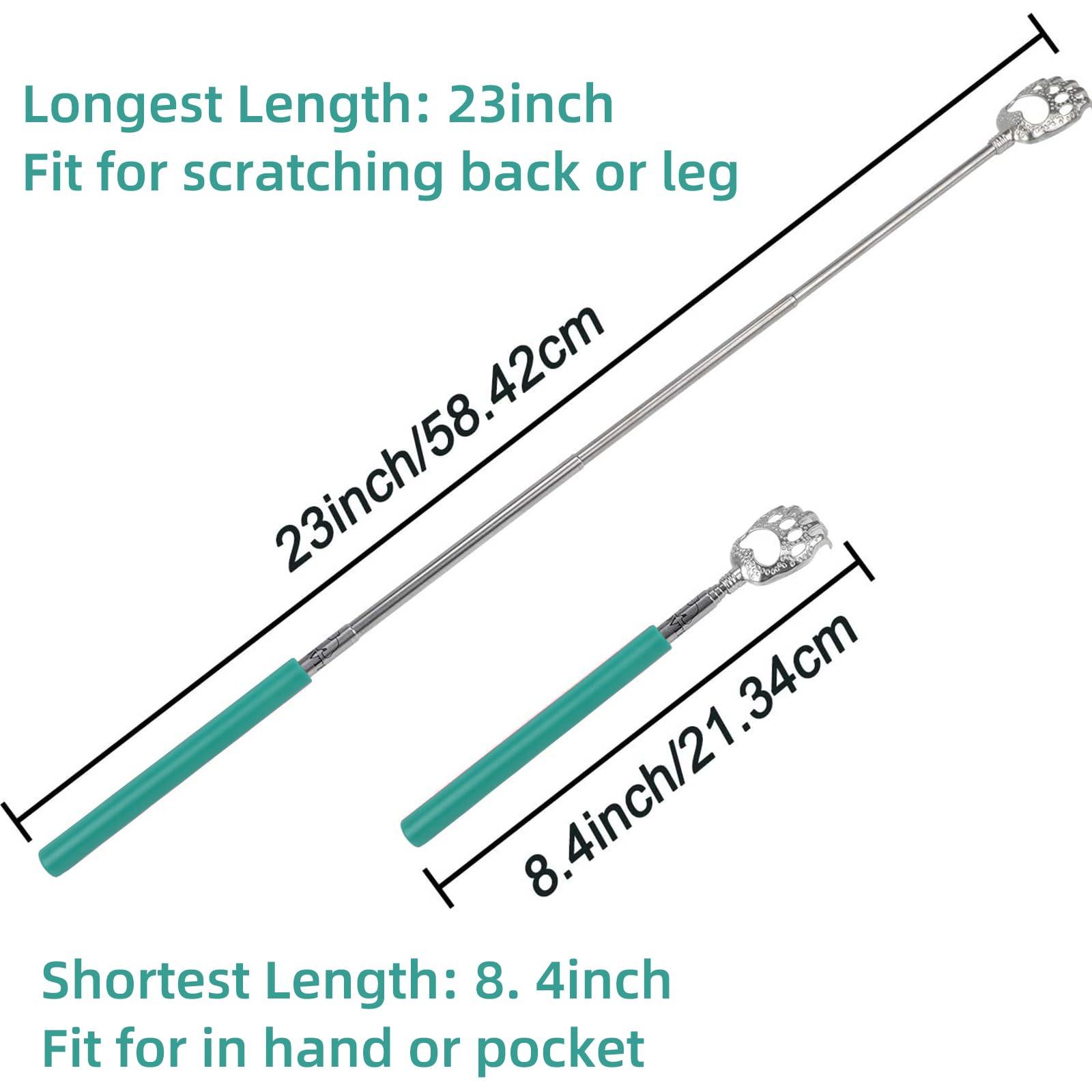 WOVTE Back Scratcher, WOVTE Bear Claw Telescopic Back Scratcher Portable Extendable Stainless Steel Back Massager for Adults Stocking Fillers for Men Women Itch Relief(Green)