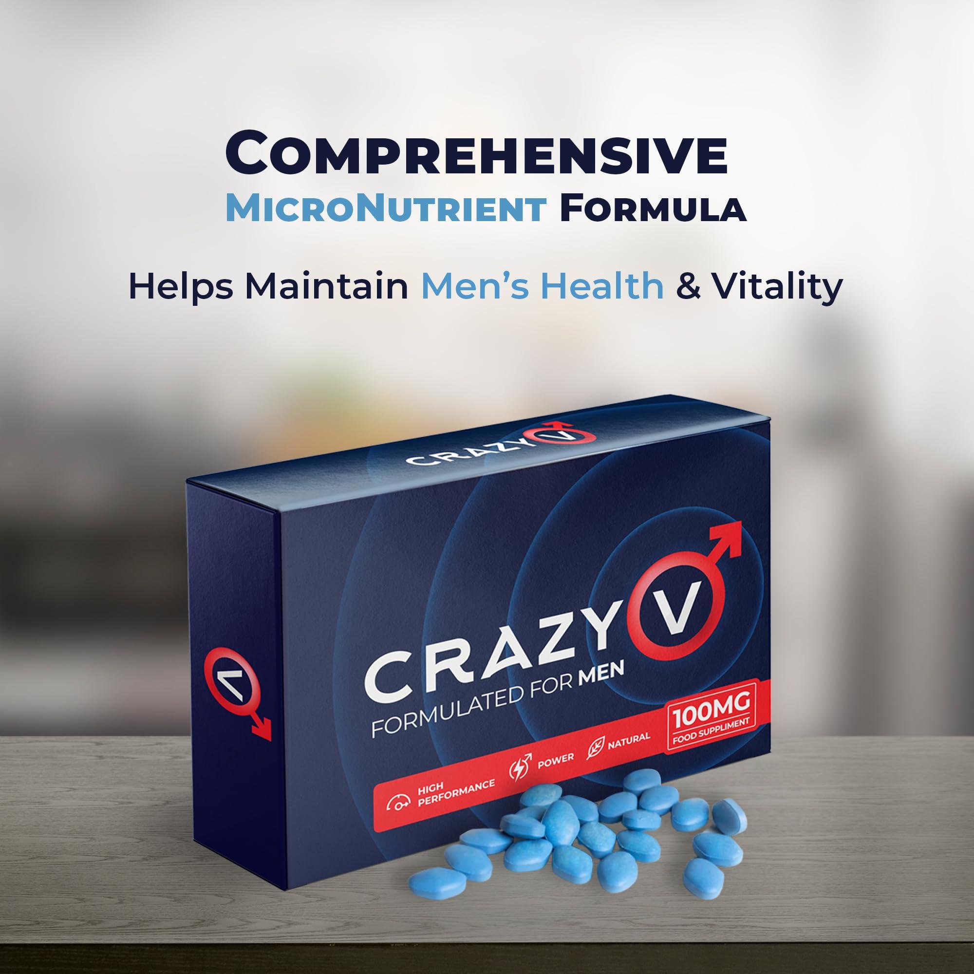 Crazy V Crazy V Blue Fast-Acting 100mg Tablets: Strong Performance & Stamina Booster for Men - High Power Pills Endurance & Firmness Enhancing Male Herbal & Food Supplement (30 Count (Pack of 1))