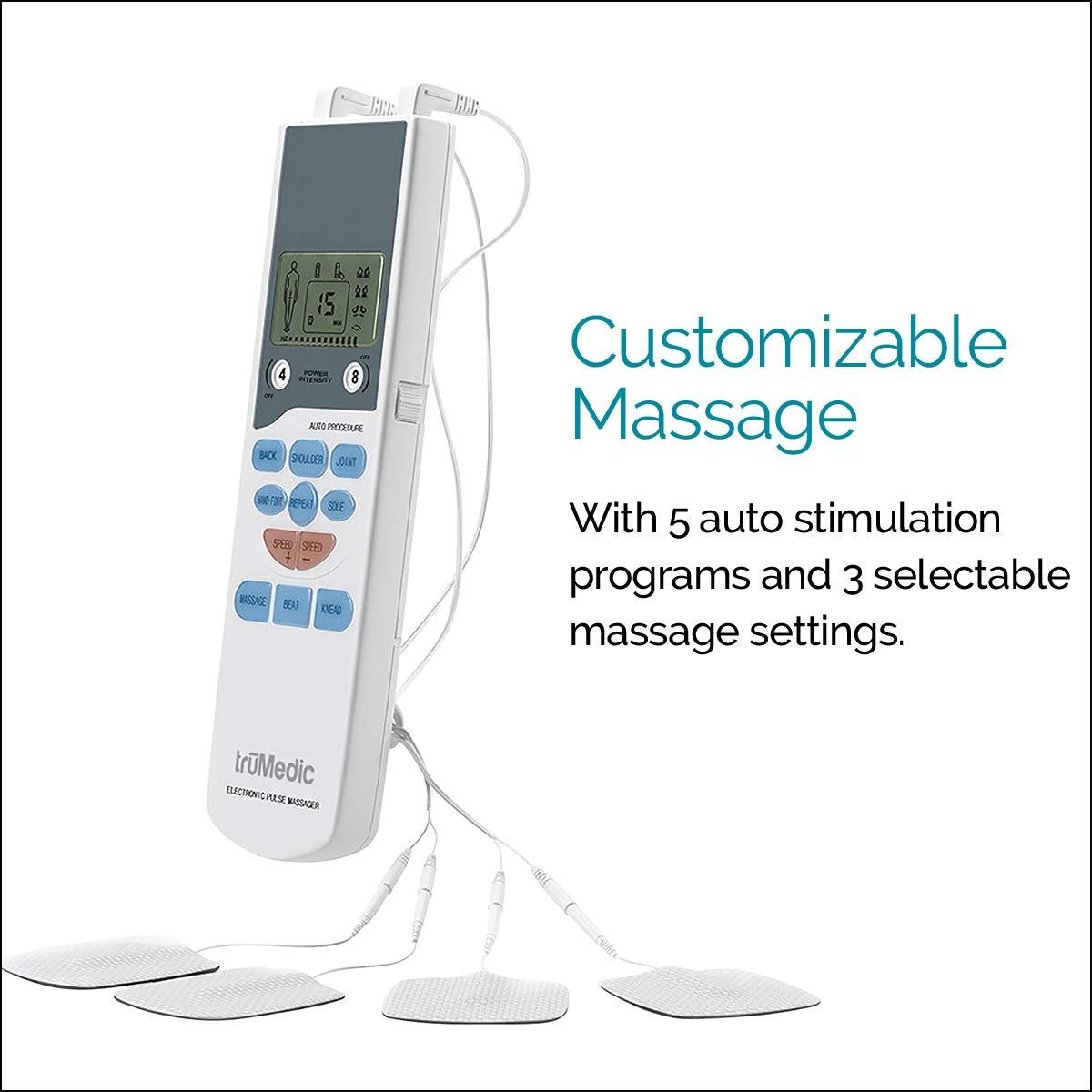 truMedic truMedic TENS Unit Electronic Pulse Massager 2\" x 7.75\" x .75\" White/Color Buttons