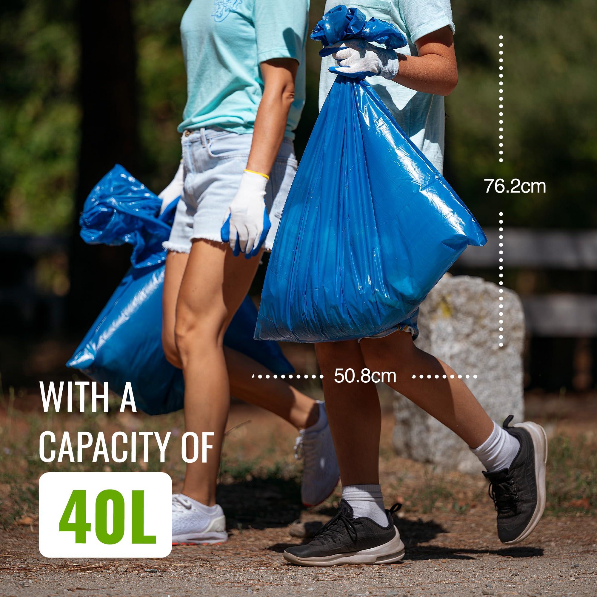 EcoBag EcoBag - 20 Pack Blue Rubble Bags - 40L - 100 Microns - Recyclable Heavy Duty Bin Bags - Leak Resistant Rubble Sacks for Garden, Builders, Caterers, Kitchen, DIY (508 x 762mm)