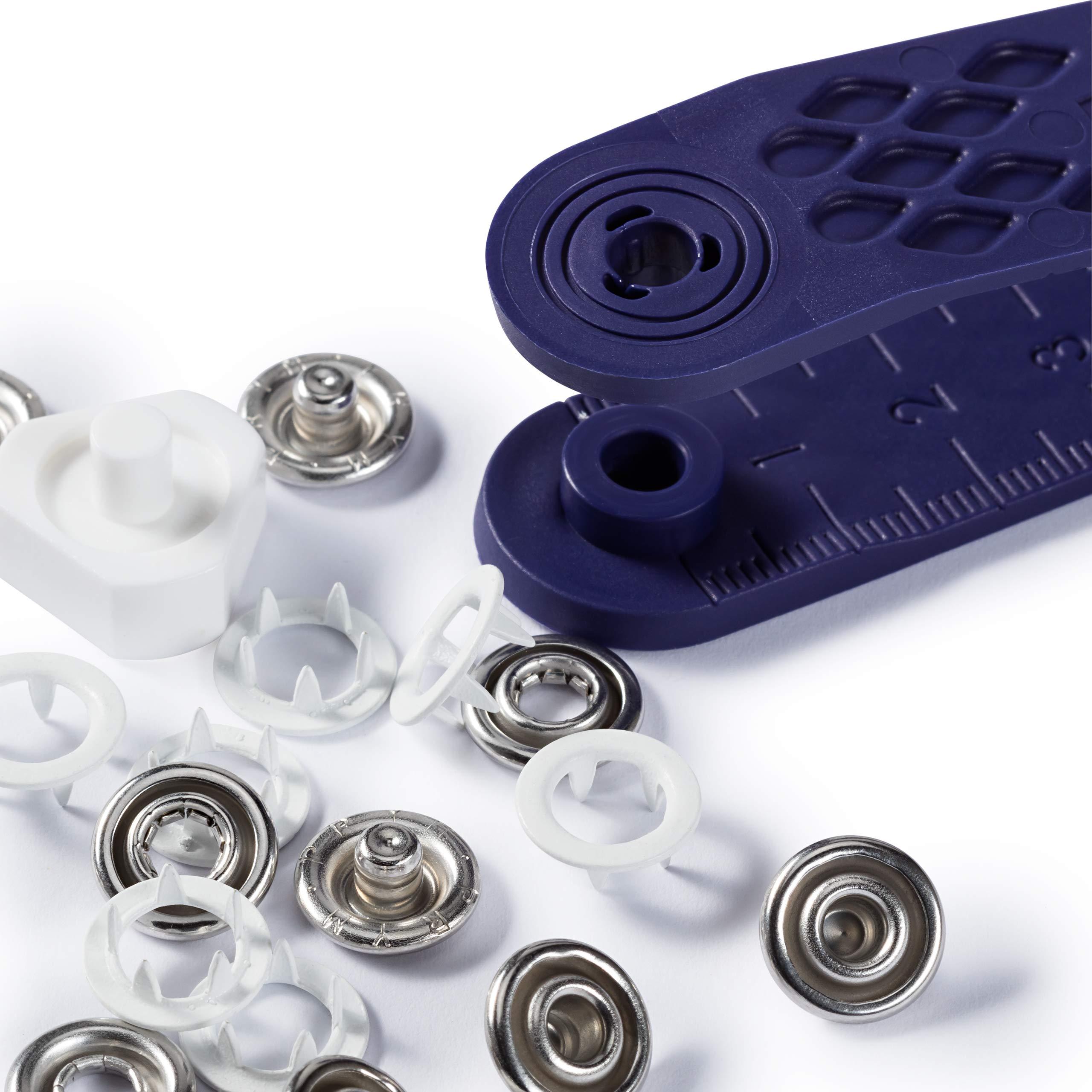 Vileda Vileda Turbo Microfibre Mop And Bucket Set, Spin Mop For Cleaning Floors, Set Of 1 Mop And 1 Bucket & Prym Non-sew Press Fasteners Jersey Brass pronged Ring White 10 mm