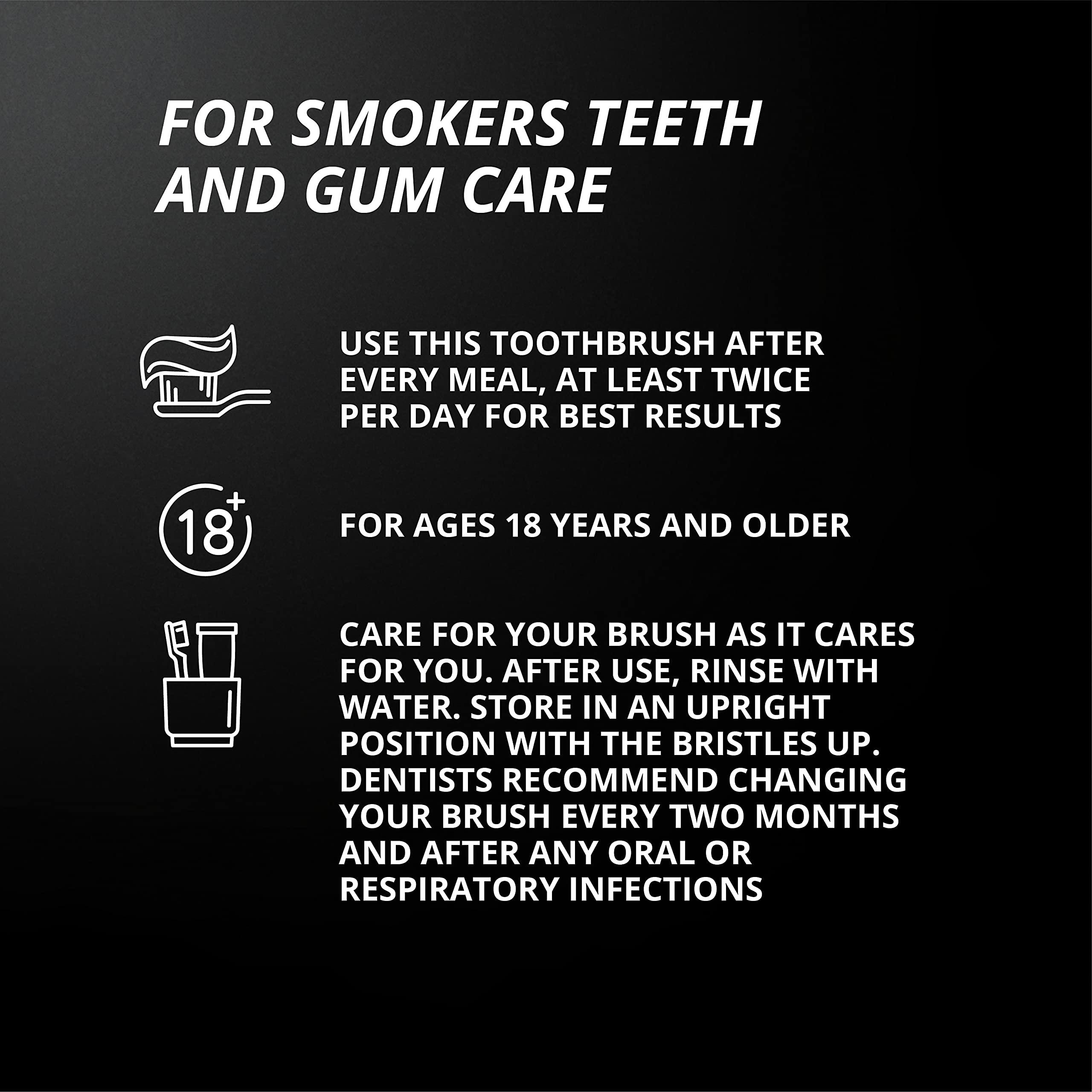 PRESIDENT PRESIDENT Smokers Toothbrush - Made for Smokers or Heavy Stains - 9 MIL (Black/Orange)