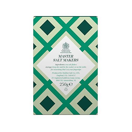 Maldon Maldon - Sea Salt Flakes, Unique Pyramid Shaped Salt Flakes, Perfect for a Wide Range of Dishes, Hand-Harvested for Four Generations, 250g Box