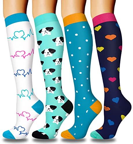 Aoliks Compression Socks for Women & Men Circulation (4 Pairs)- Best Support for Nurses, Running, Hiking, Medical, Pregnancy - - L-X-L