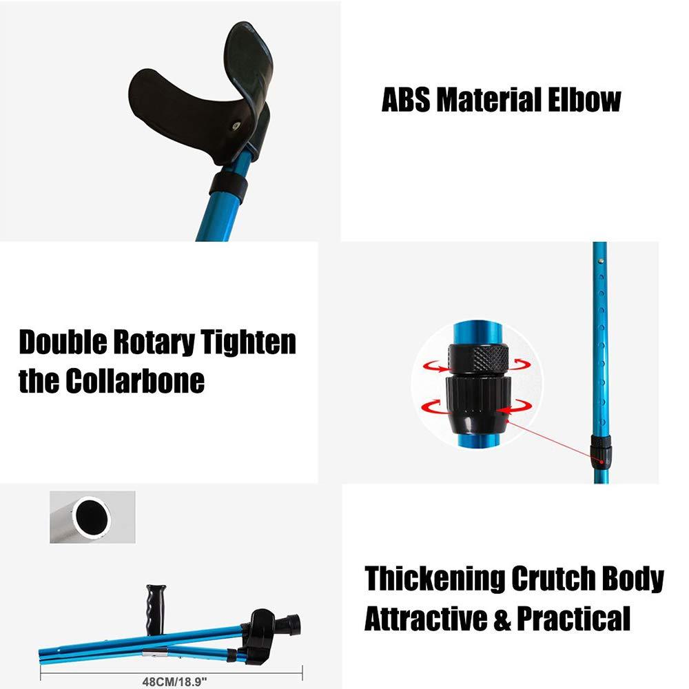 FreshCart Basics Forearm Crutches, Walking Cane with Non-Slip Grip Handle and Rubber Tip Arm Cuff Crutch Hight Adjustable Collapsible Underarm Walking Stick for