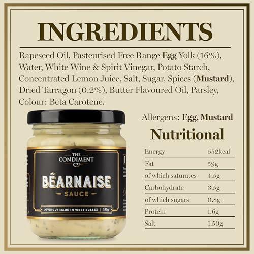The Condiment Company The Condiment Company Bearnaise Sauce 190g - Rich & Creamy Steak Sauce & Seafood Dip