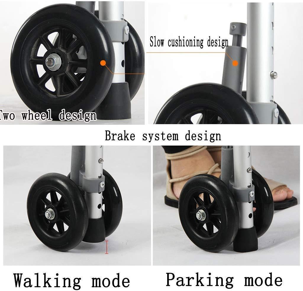 SmPinnaA Folding Rollator Lightweight Travel Walker, Fold Walker with Seat, Ultra Mobility Aid Four Wheel, Drive Rollator Walking Frame Adjustable Height Free Installation,Gray