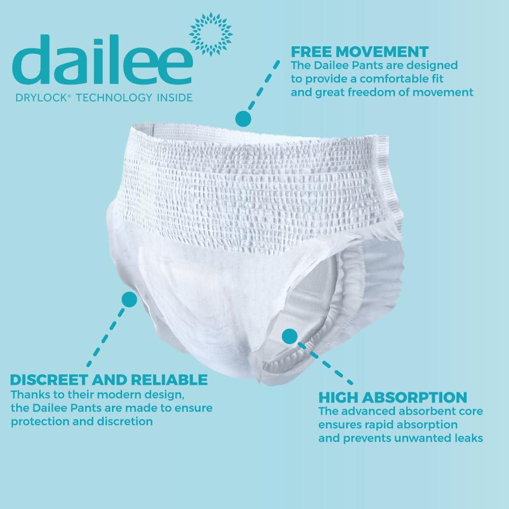 Dailee Dailee Pants Plus M - 30x Incontinence Pants, Adult Nappies - High Absorbency Diaper Pull Up - 28 Disposable Protective Underwear for Men and Women