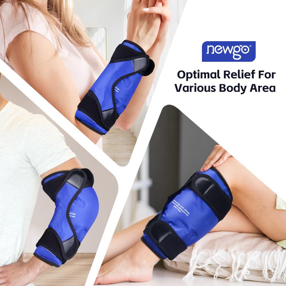 NEWGO NEWGO Ice Pack for Knee Replacement Surgery, Reusable Gel Cold Pack Knee Ice Pack Wrap Around Entire Knee for Knee Injuries, Knee Ice Wrap for Pain Relief, Swelling, Bruises (Blue)