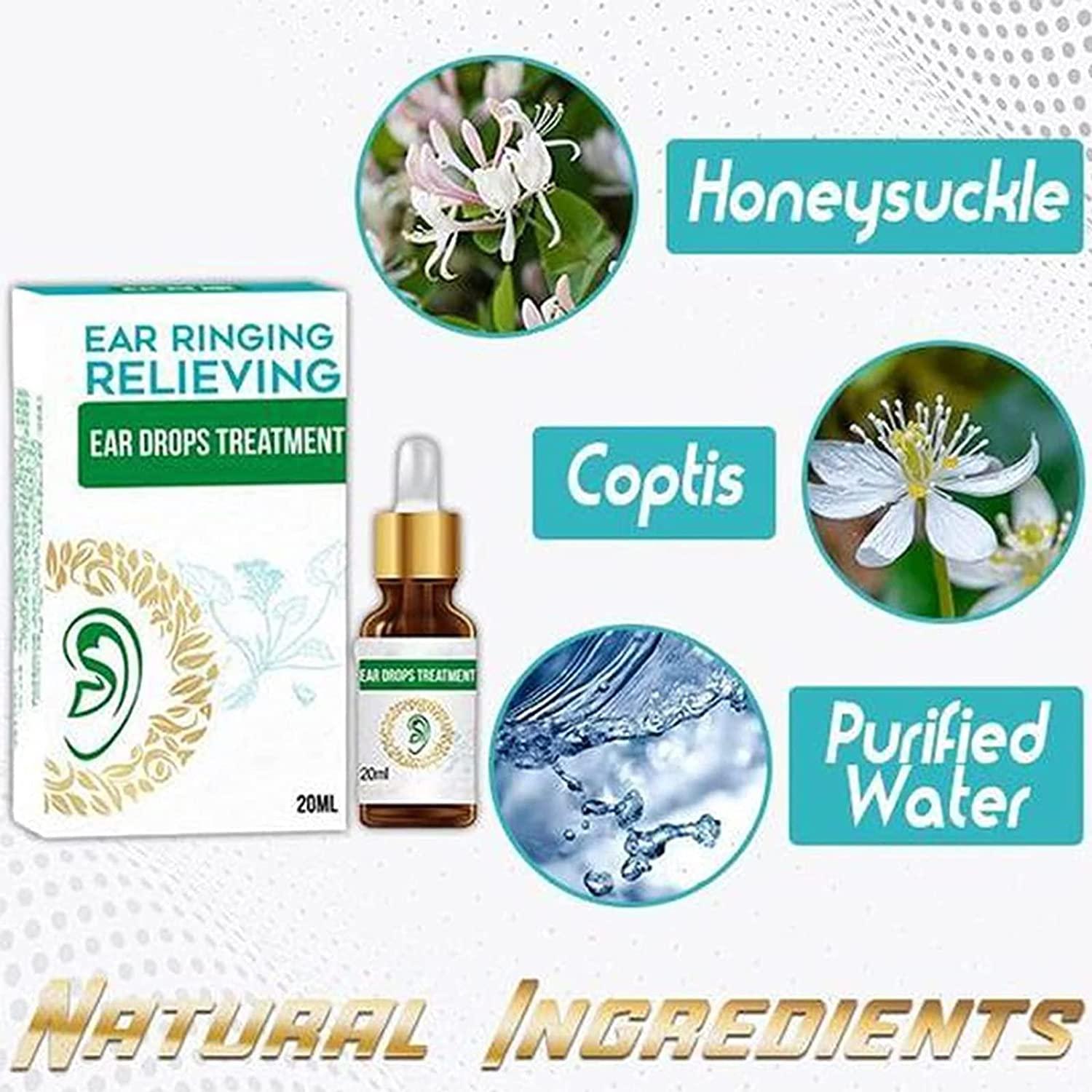 Anshka Organic Ear Ringing Remedy Drops,Ear Drops to Help Stop Ringing in The Ears,Tinnitus Relief,Noises in Ears,Pain,and Discomfort,Relieves Ear Aches,Swimmer's Ear (3pcs)