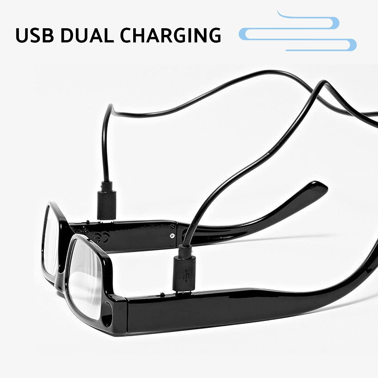 Lnobern ZhiLianZhao Reading Glasses with Led Light, Magnifying Eyeglasses with USB Charging, Not Easy to Break, Easy to Carry for Unisex Lighted Nighttime,Black,3.5