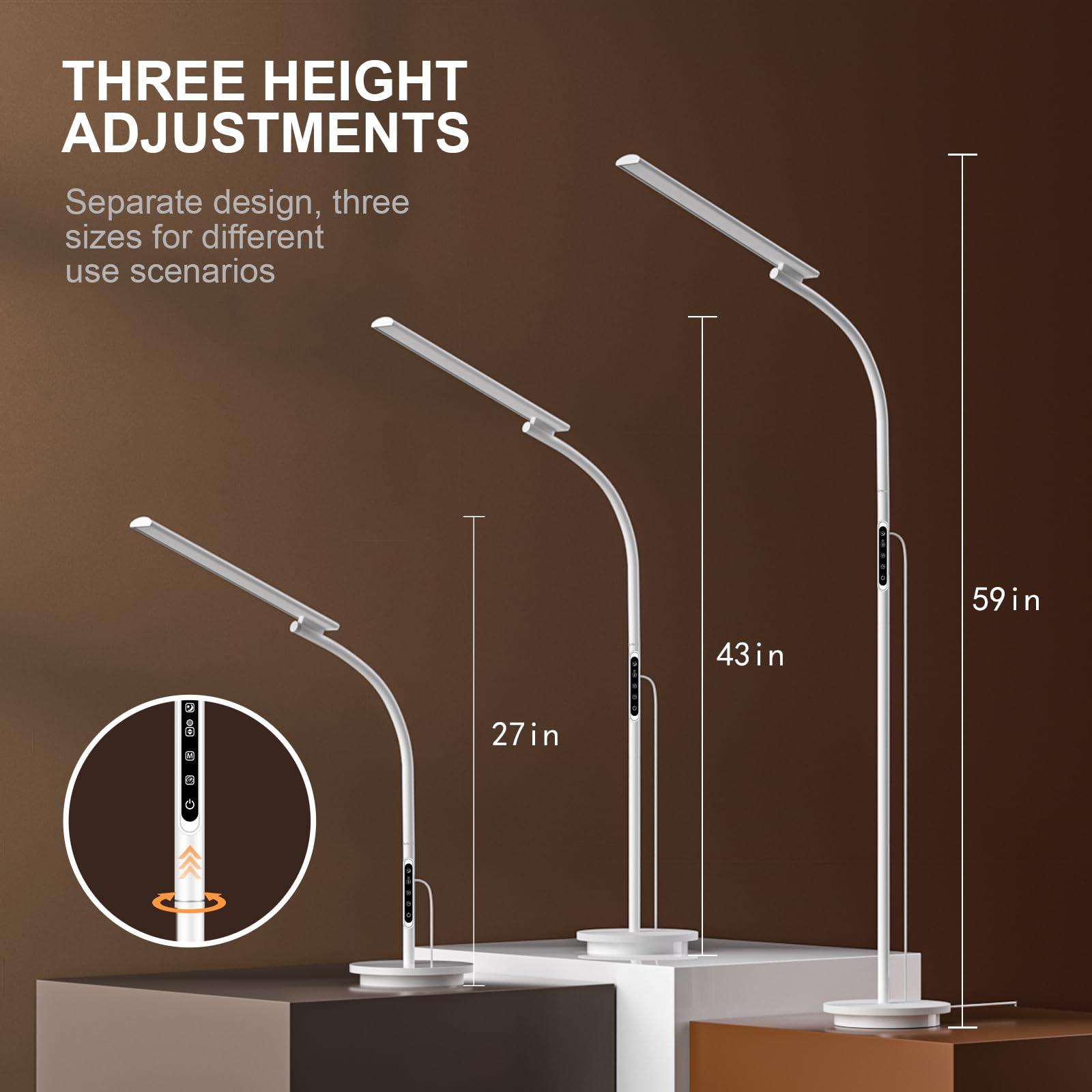 Relhafethy Floor SAD Lamp, UV-Free 10,000 Lux Sad Light Therapy Lamp, Touch & Remote Control, 5 Colour Temperatures & 5 Brightness & Timer, 3-in-1 Adjustable Height Daylight Lamp for Home/Office Use