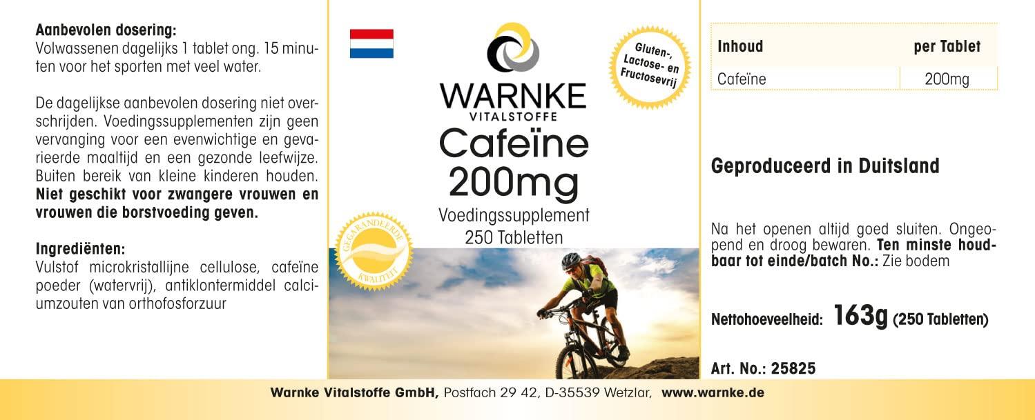 WARNKE VITALSTOFFE Caffeine 200mg - highly dosed - vegan - 250 tablets | Warnke Vitalstoffe - German pharmacy quality
