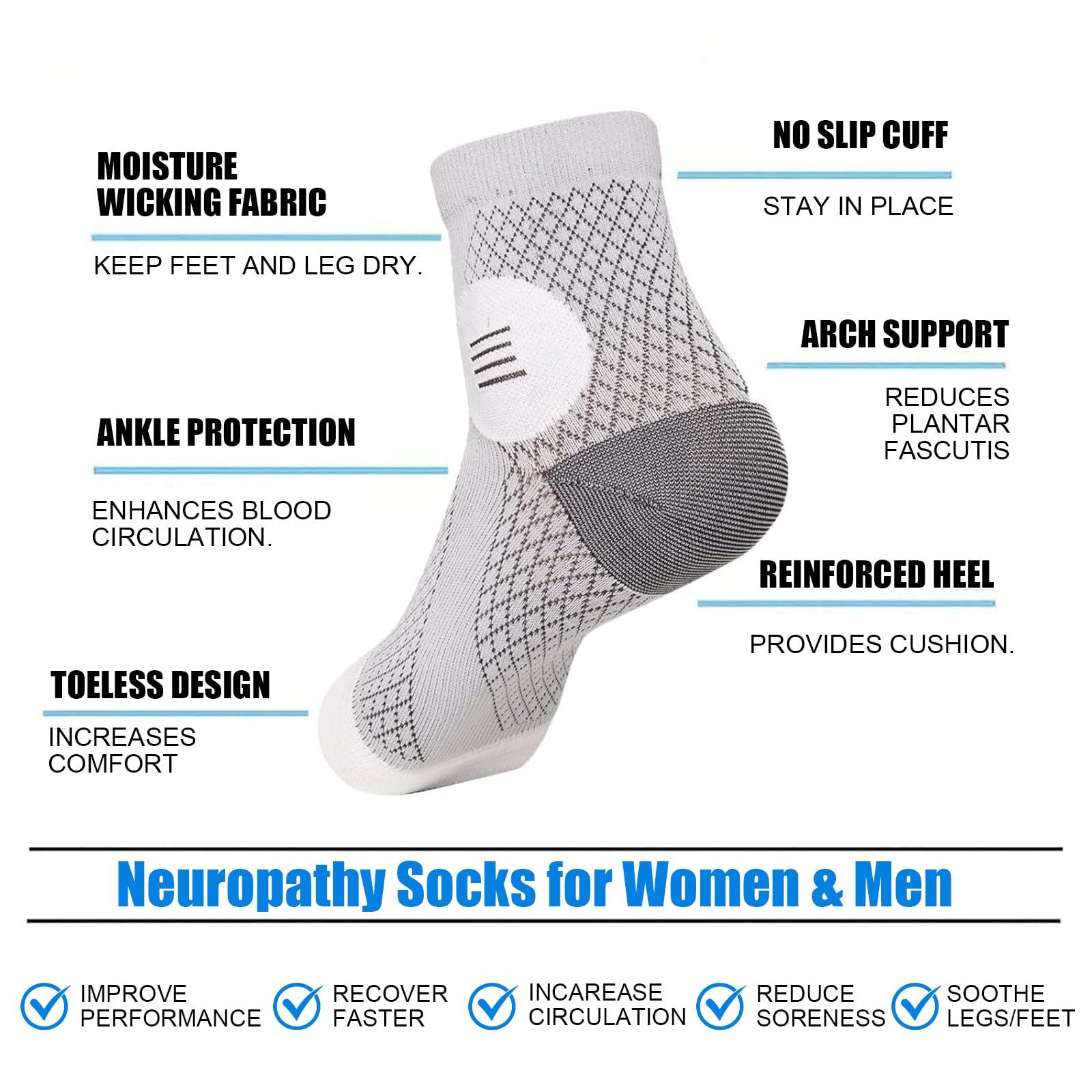 SIMDAO Neuropathy Socks, 3 Pair Functional Socks for Neuropathy Pain Relief, Soothe Relief Socks for Men Women, Plantar Fasciitis Socks for Nerve Damage Pain in Legs and Feet S/M)