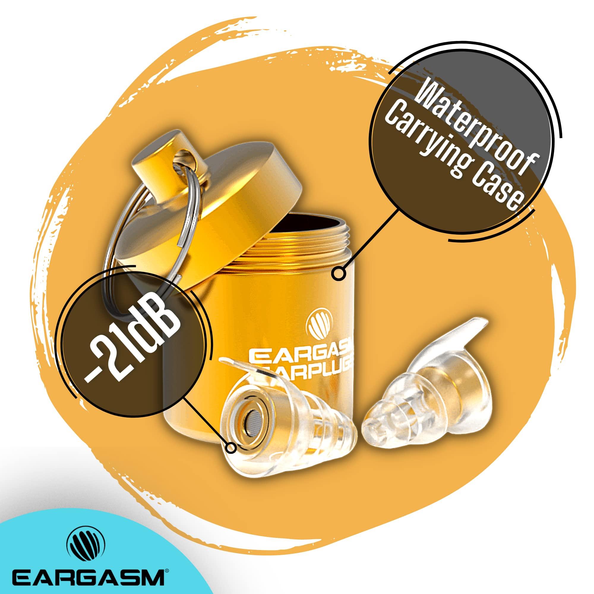 Eargasm Eargasm High Fidelity Earplugs with Gold Filters - Reusable Noise Reduction Hearing Protection Ear-Plugs with Carrying Case for Bartenders, Concerts, Festivals, Raves, Musicians, Live Music, Sports