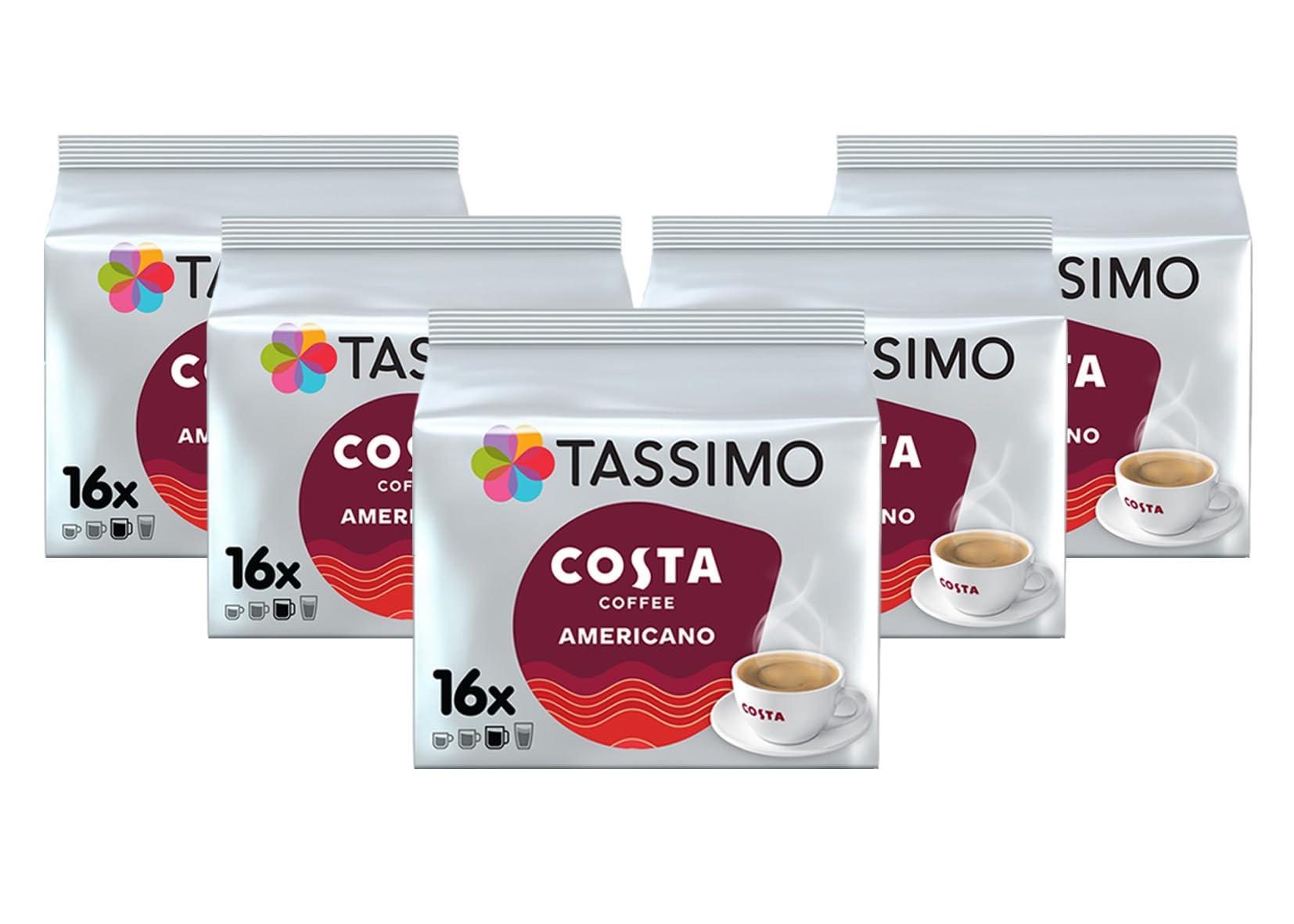 Tassimo Tassimo Costa Americano Coffee Pods x16 (Pack of 5, Total 80 Drinks)