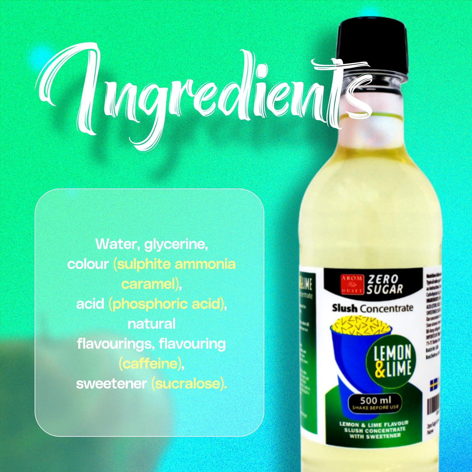 Aromhuset Aromhuset Zero Sugar Lemon & Lime Slush Syrup - 500 ml Flavoured Frozen Slushie Syrups Mix for Ice Drinks Machines, Blender Mix, DIY Cocktails & More