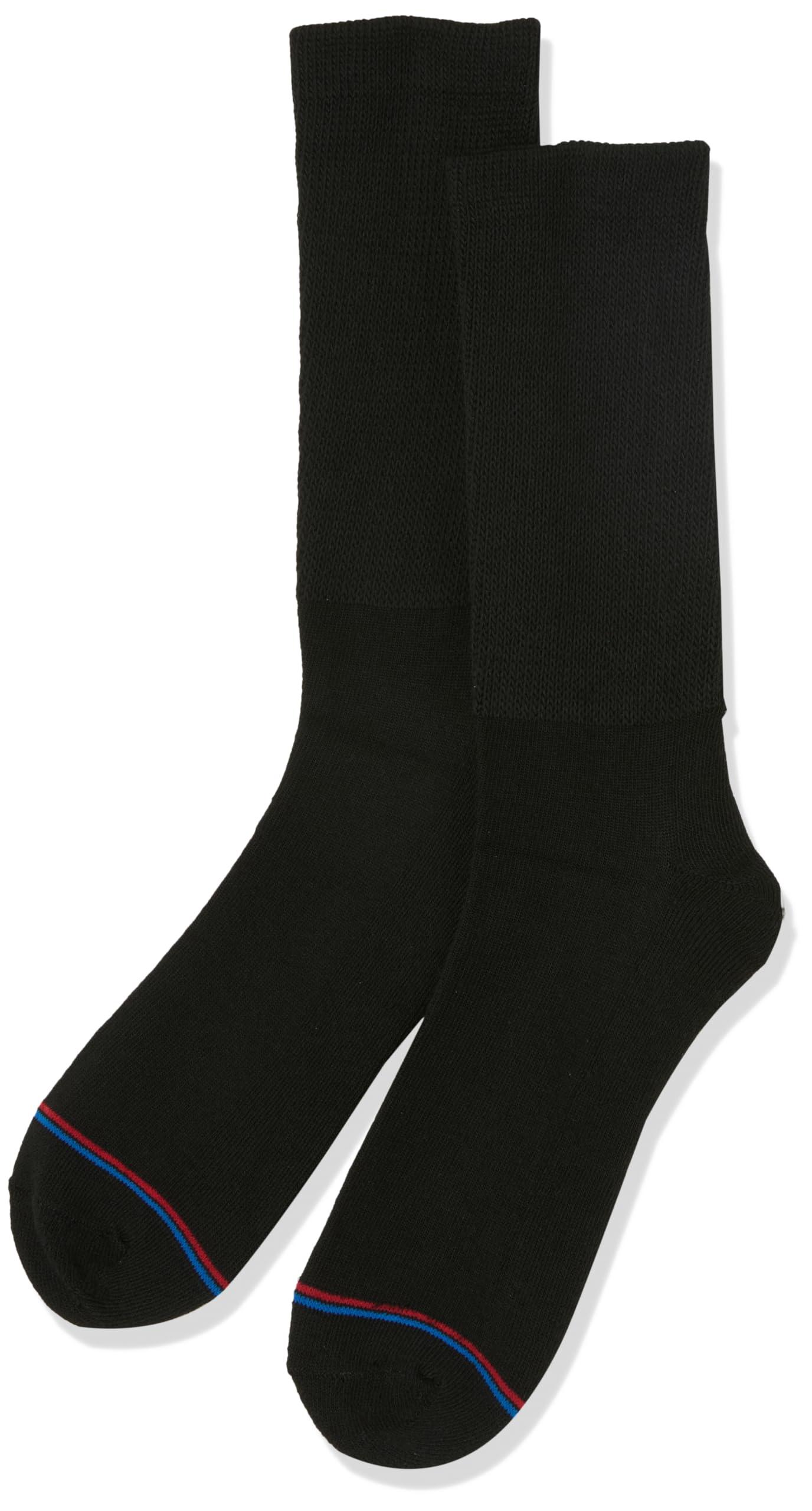 MediPeds MediPeds Men's 8 Pack Diabetic Extra Wide Crew Socks, Black, Shoe Size: 9-12