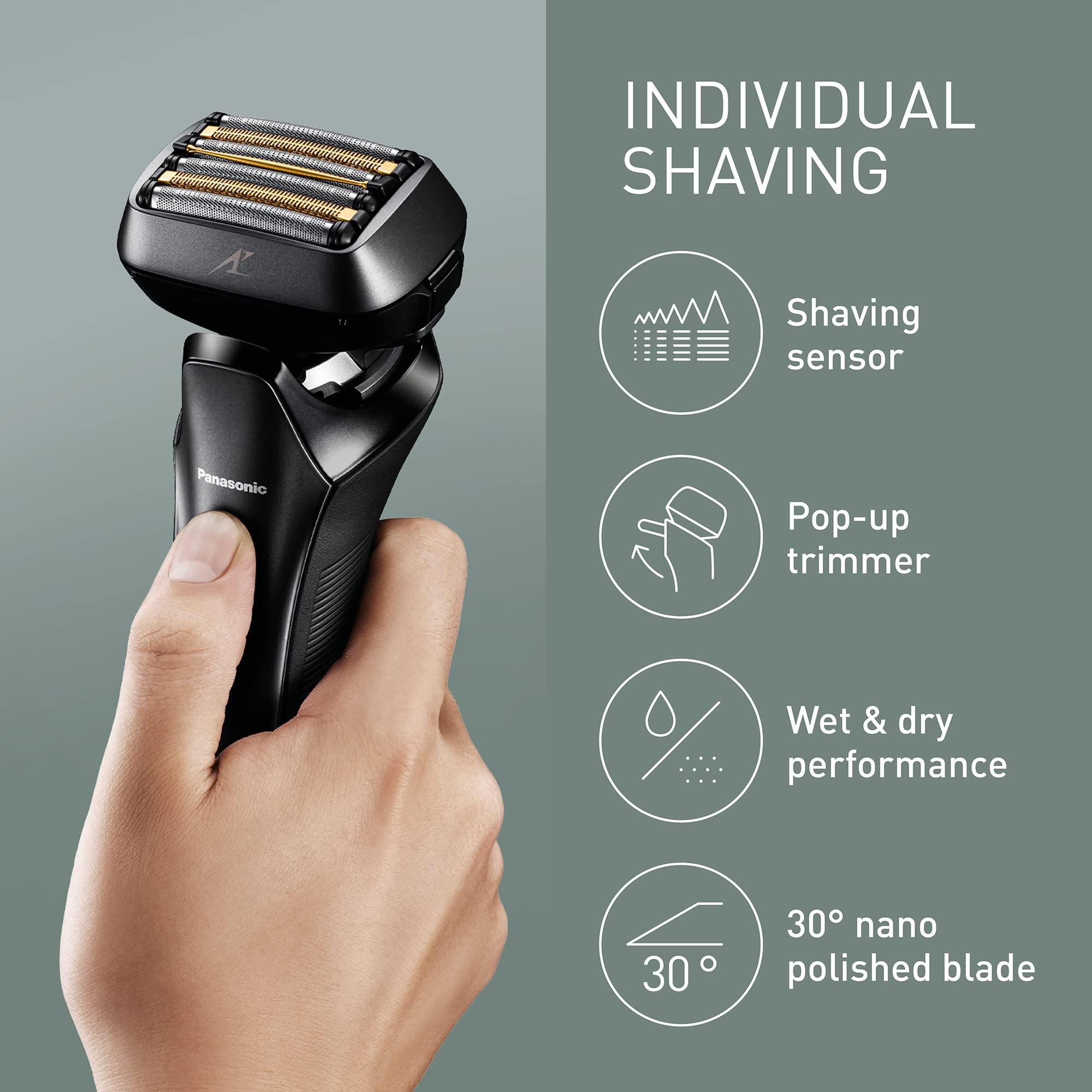 Panasonic Panasonic Series 900+ Premium Wet/Dry Razor ES-LS9A, 6-Way Shaving Head with Linear Motor, Includes Cleaning and Charging Station, Black, Matte Black