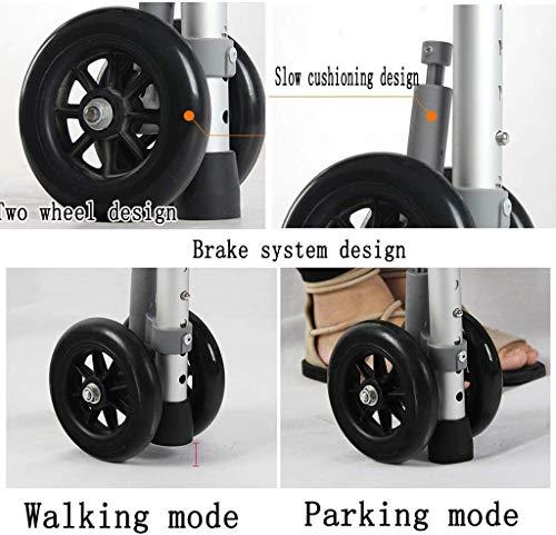 SmPinnaA Folding Rollator Lightweight Travel Walker, Fold Walker with Seat, Ultra Mobility Aid Four Wheel, Drive Rollator Walking Frame Adjustable Height Free Installation,Gray