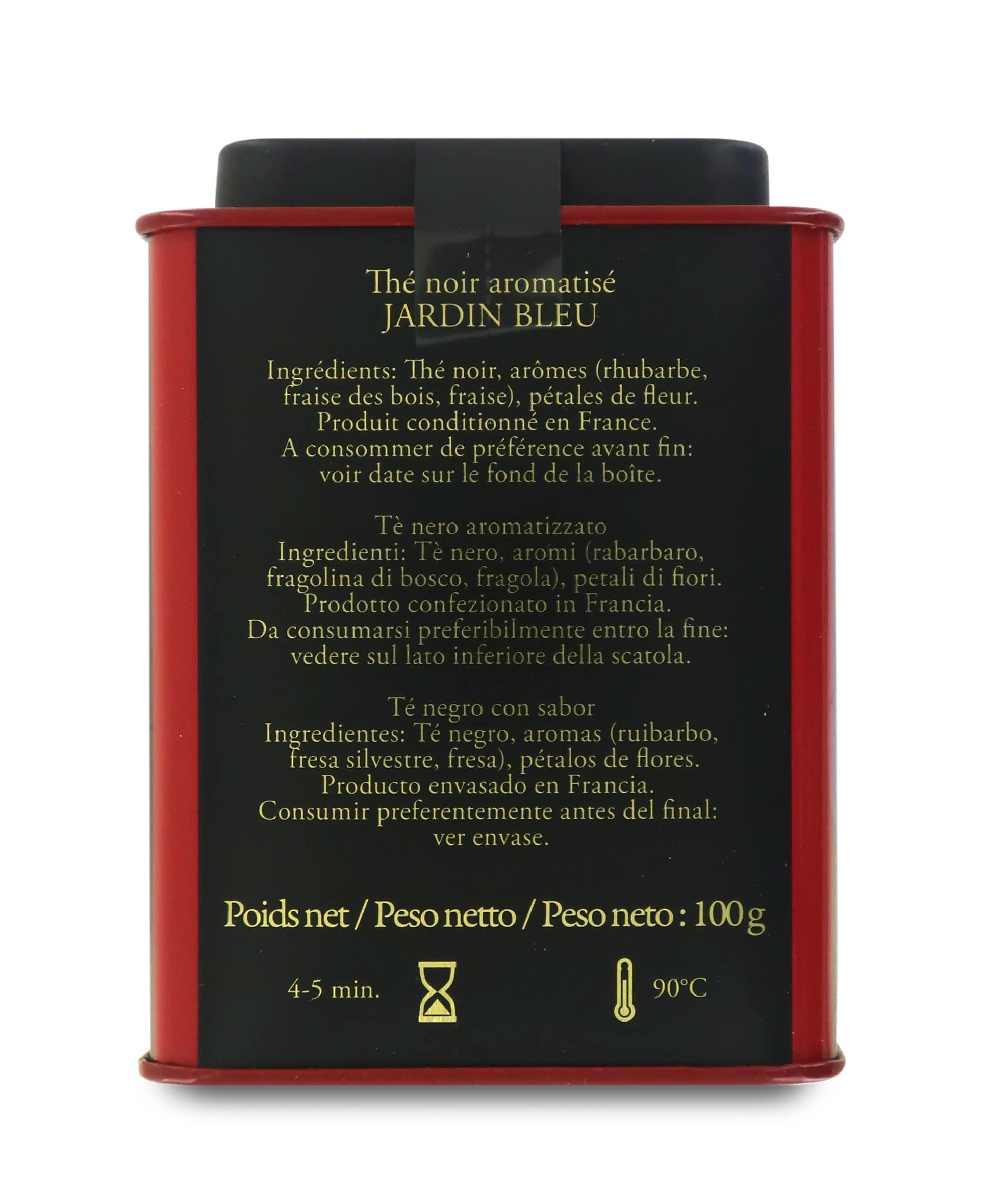 Pasticceria Passerini dal 1919 Pasticceria Passerini dal 1919 Jardin Bleu, Rhubarb and Strawberry-Flavoured Black Tea, 100g / 3.52oz Loose Leaf Tea in Tin, Dammann Frères