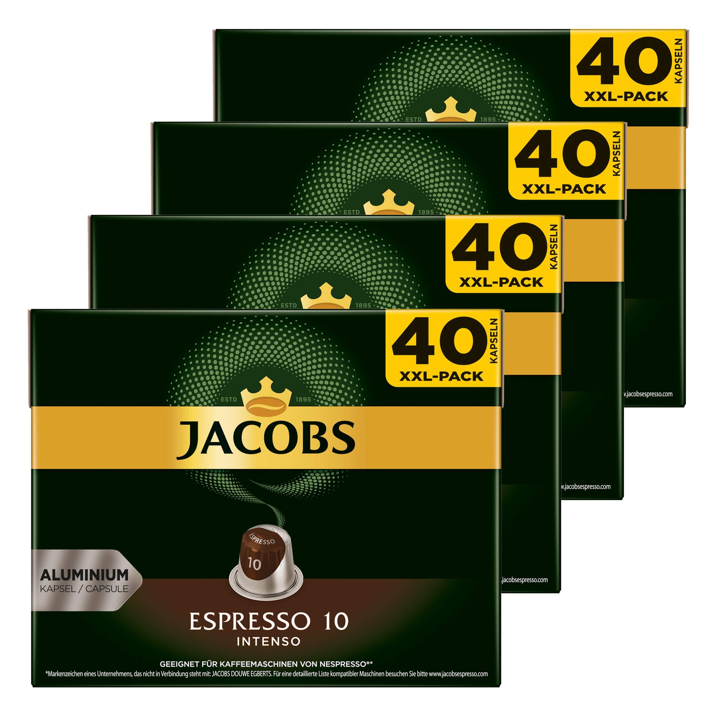Jacobs Jacobs Espresso 10 Intenso Coffee Capsules Nespresso Compatible Coffee 160 Capsules 5.2 g Each