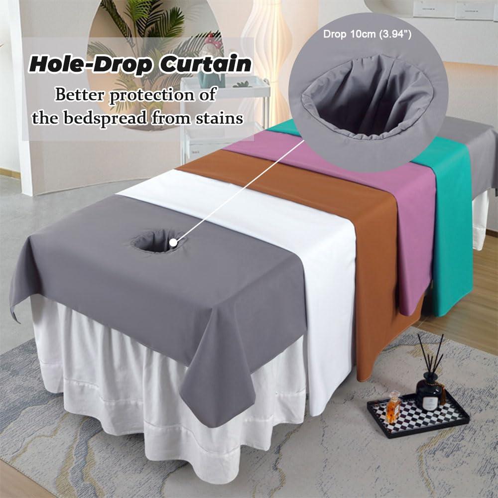 Morbuy Morbuy Waterproof Massage Bed Cover Sheet, Beauty Bed Cover with Face Hole Soft Washable SPA Massage Table Face Towel Suitable for Salons SPA and Therapists (230x120cm,White)