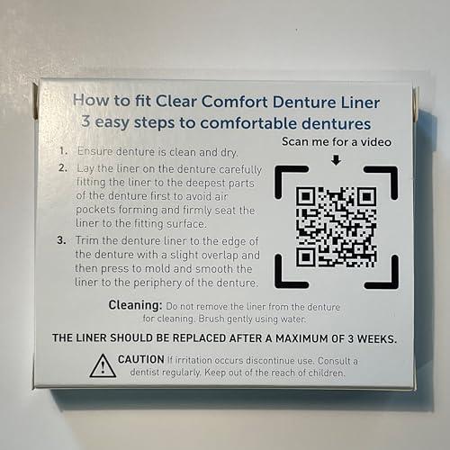 Denturecare Clear Comfort Denture Liner - Secure Fit - No Hassles Application - Long-Lasting Denture Adhesives - Easy to Maintain Cushion Comfort Denture Liner