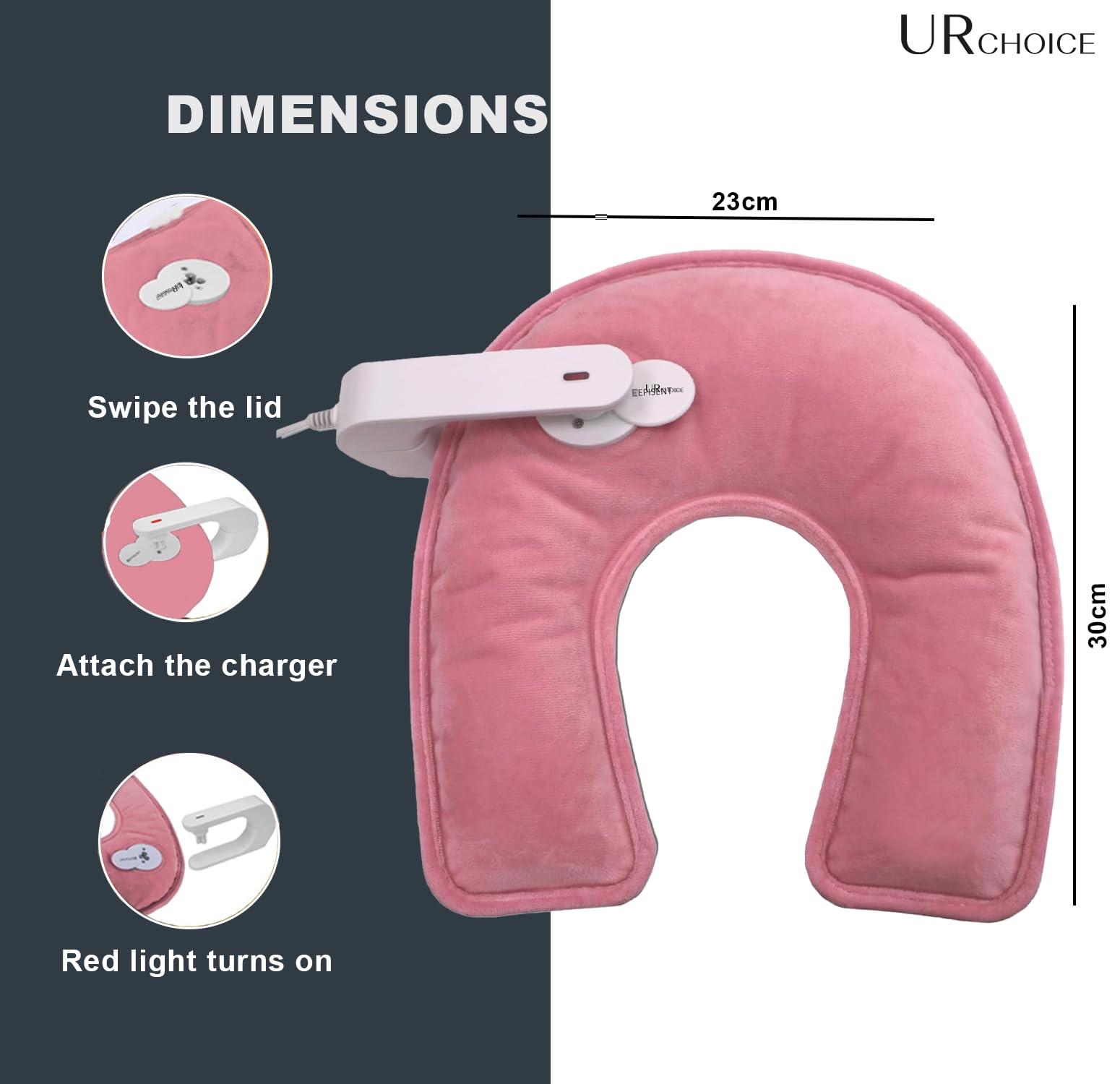 UR CHOICE UR CHOICE Rechargeable Electric Hot Water Bottle | U-Shape Neck Heat Pad | Soft & Fast Heating Hand Warmer | Ideal for Pain Relief & Massage | Cozy Pink