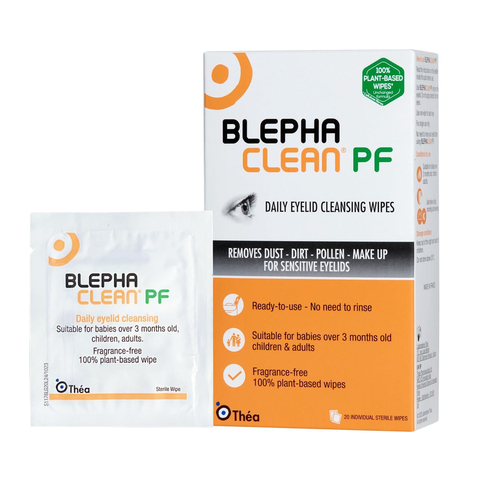 Blephaclean 40 Blephaclean PF Daily Eyelid Wipes - Gentle Cleansing for eyelids and Skin Around The Eyes | Suitable for Babies (Over 3 Months Old), Children and Adults | 20 Sterile Plastic-Free Wipes x 2 Packs